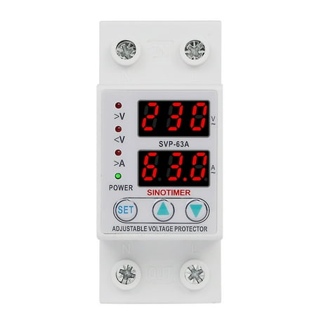 

HeroNeo Din Rail Adjustable 63A 230V 1 Phase Over Under Voltage Protector Self-resetting