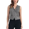 thumbnail image 1 of CHALECO PARA MUJER INSPIRE CHIC de Ante Sintético con Escote en V y Botones, Casual y Sin Mangas, Color Gris L, 1 of 6