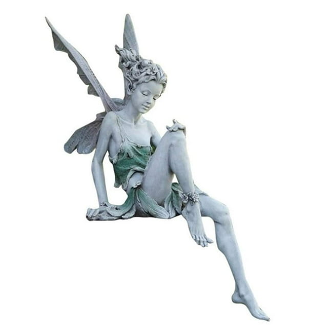 Adornos de jardín de hadas para exteriores, decoración de estatua de hadas de flores, adorno de jardín, decoración de jardín para niños al aire libre (blanco)