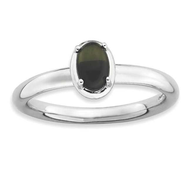 Bague en Argent Sterling Stackable Expressions Onyx Polie Taille 7