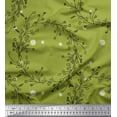 thumbnail image 1 of Soimoi Green Velvet Fabric Dot & Wreath Hand Drawn Print Sewing Fabric Yard 58 Inch Wide, 1 of 1