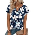 thumbnail image 5 of Hxlamzoo Women's Short Sleeve V-Neck Blouse Dressy Print Button Shirts 2026 Spring Summer Tops, 5 of 7