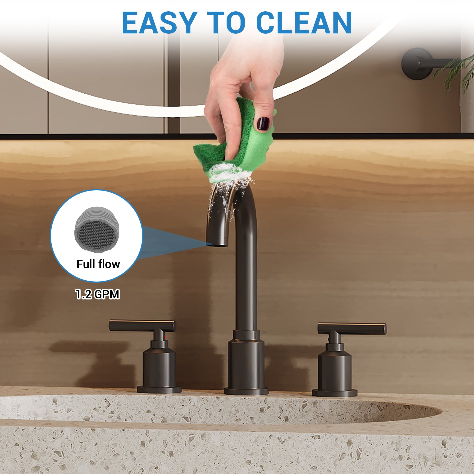 8 Inch Widespread Bathroom Faucet - Brushed Nickel Finish with Drain Assembly, black