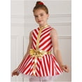 thumbnail image 6 of CHICTRY Kids Girls Christmas Stripes Dance Dress Gold Lace Bowknot Waist Ballet Leotard Figure Skating Tutu Dress A Red 14, 6 of 7