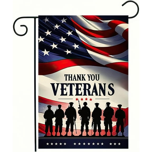 Patriotic Veterans Day Garden Flag 12 x 18 Inch Double Sided Outdoor Yard Decor Memorial Day Military Appreciation