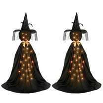 BNNG 6 Ft Light up Witch Stakes Halloween Yard Decorations, Scary Witches with Multiple Colors LED Lights, Haunted House Props for Outdoor Garden Lawn Party Decor(1pcs, 2 pcs)