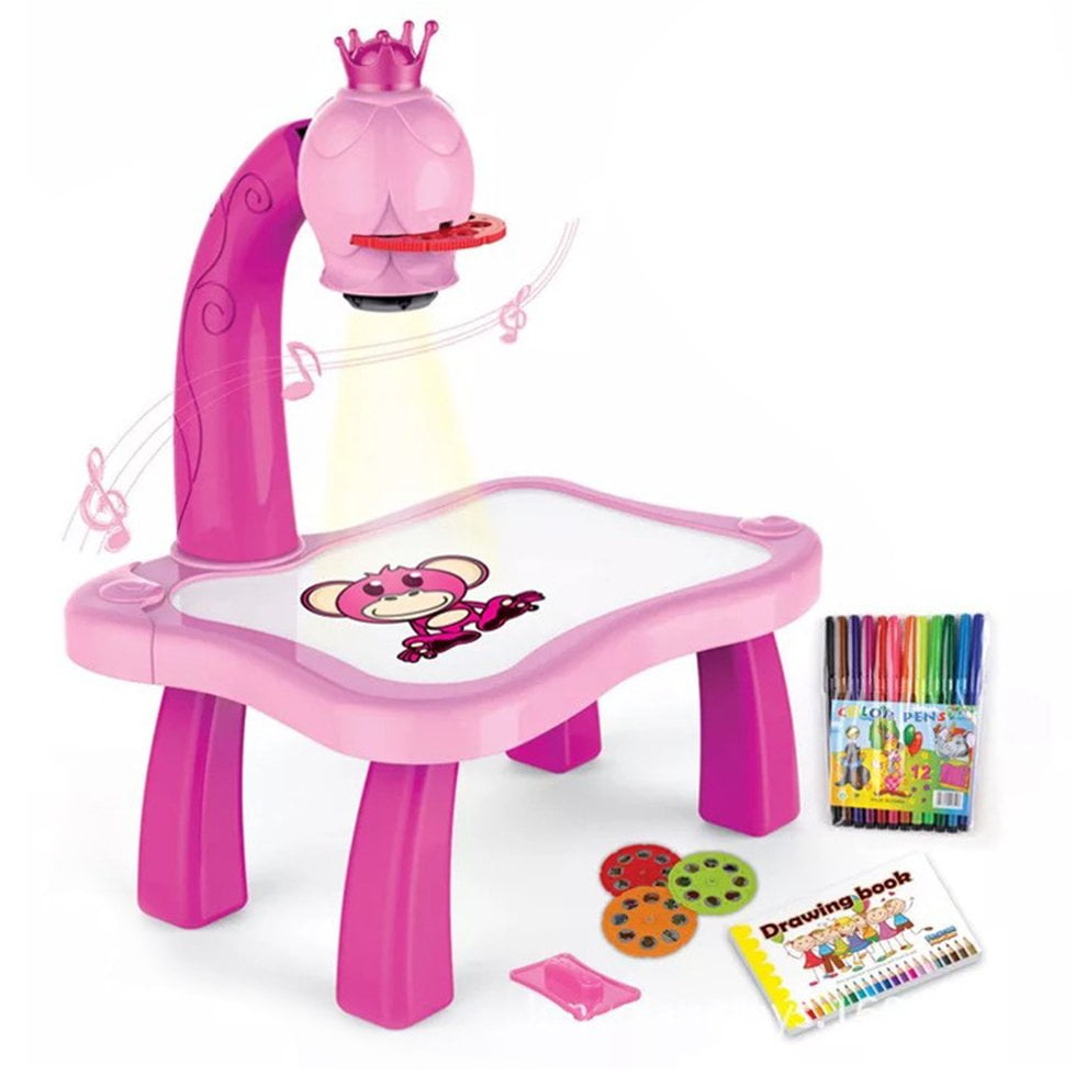 Child Learning Desk With Smart Projector Kids Painting Table Toy With