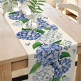 thumbnail image 4 of Blue Hydrangea Floral Linen Table Runners Seasonal Flowers Dresser Scarf Table r Holiday Wedding Party Kitchen Dining r, 4 of 7