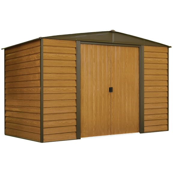 Woodridge 10 x 6 ft. Steel Storage Shed Coffee/Woodgrain
