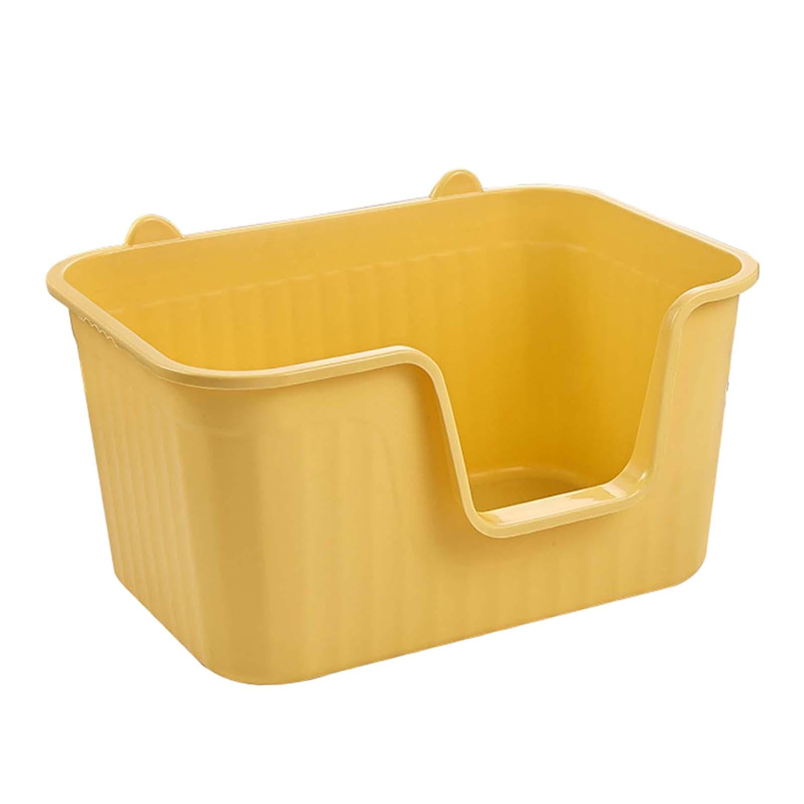 Fzaqwen Cat Litter Box Easy to Clean Anti Splashing for All Kinds of Cat Litter Open Top Yellow Large