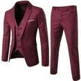 thumbnail image 1 of Ensemble de Costume Ajusté 3 Pcs pour Hommes Veste Sans Manches Pantalon Ensemble d'Affaires, 1 of 1