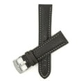 thumbnail image 1 of 26mm Classic Leather Buffalo Pattern Watch Strap Band, White Stitching, Stainless Steel Buckle, 1 of 7