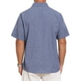 thumbnail image 3 of INSPIRE CHIC Men's Solid Summer Short Sleeve Button Down Linen Shirt L Denim Blue, 3 of 6
