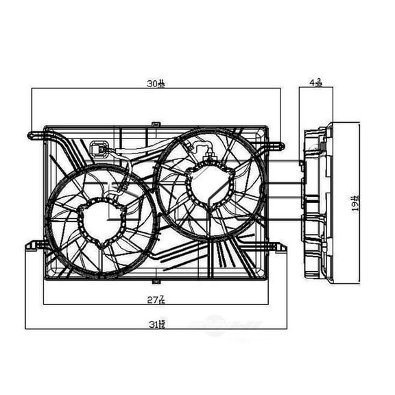 Dual Radiator and Condenser Fan Assembly Fits select: 2009-2017 CHEVROLET TRAVERSE, 2007-2019 GMC ACADIA