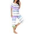 thumbnail image 4 of Tnhcen Pantalon Capri à Manches Courtes avec Poches Ensemble de Pyjama d'Été Imprimé à la Mode 2 Pcs pour Femmes P-3TG, 4 of 6
