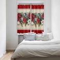 thumbnail image 4 of Red Christmas Kitchen Curtains 63 Inch Length, Farmhouse Curtains & Drapes, Xmas Botanical Poinsettia Blue Balls Rod Pocket Window Curtains for Living Room/Bedroom, 42" x 63", 2 Panels, 4 of 5