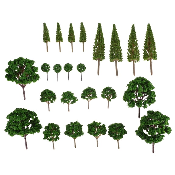 ELAYARD 24pcs Assorted Color Simulation Trees Plastic Model Indoor Decoration for Architectural and Landscape Design