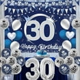 thumbnail image 5 of 30th Birthday Decorations for Men Navy Blue and Silver, Happy 30th Birthday Backdrop, Triangle Flag Banner, Number 30 Balloon, Thirty Year Old Birthday Party Supplies, 5 of 6