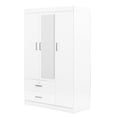 thumbnail image 6 of 3-Door Mirror Wardrobe Cabinet Closet  2 Drawers and Storage Shelves, Bedroom Organizer, White, 6 of 7