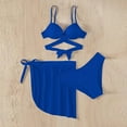 thumbnail image 4 of EGNMCR Bikini Set Women's Solid Bikini Strap Bikini Deep V Split Swimsuit Set Three-piece Swimming Suit, 4 of 7