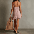thumbnail image 4 of Sundresses for Women Spaghetti Strap V Neck Fringe Mini Dress Solid Causal Loose Summer Dress, 2XL, 4 of 4