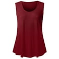 thumbnail image 2 of QLEICOM Womens Summer Tops Oversized T-shirts Solid Vest Round-Neck Sleeveless Casual Loose Tunic Tank Tops Women Shirts Blouses Red M, 2 of 4