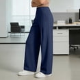 thumbnail image 5 of Favoffer Women's High Waist Wide Leg Pants Solid Color Front Pleated Design Pocket Loose Casual Trousers Soft Yoga Everyday Bottom for Walking Lounging Workout, 5 of 9