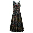 thumbnail image 1 of Plus size 8x Petite Womens Dress Golden Leaf Designer Print Sleeveless Low V-Neck Princess Cut, 1 of 4