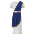 thumbnail image 3 of Eandarui Men's Ancient Greek Costume Robe Short Sleeve Retro Gold Decoration Mr Toga Outfits Blue XL, 3 of 7