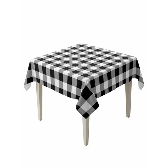 Black and White Plaid Table Cloth, Farmhouse Checkered Buffalo Waterproof Tablecloth for Square Tables, Reusable Washable Fabric Table Cover for Restaurant Kitchen Dining Tables 60"x60"