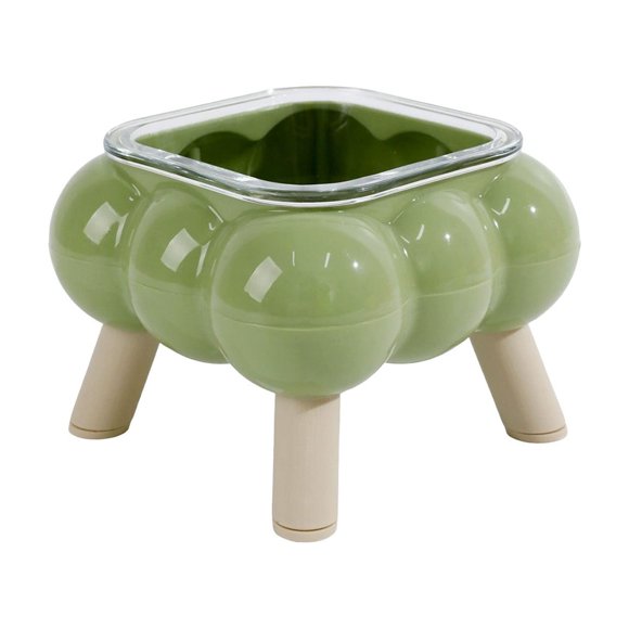 Btomtd Bol pour Animaux Adapté aux Chats, Bol en Verre pour Protéger le Cou, Bol à Quatre Pattes, Bol pour Chats Infaillible pour le Nettoyage, Vert