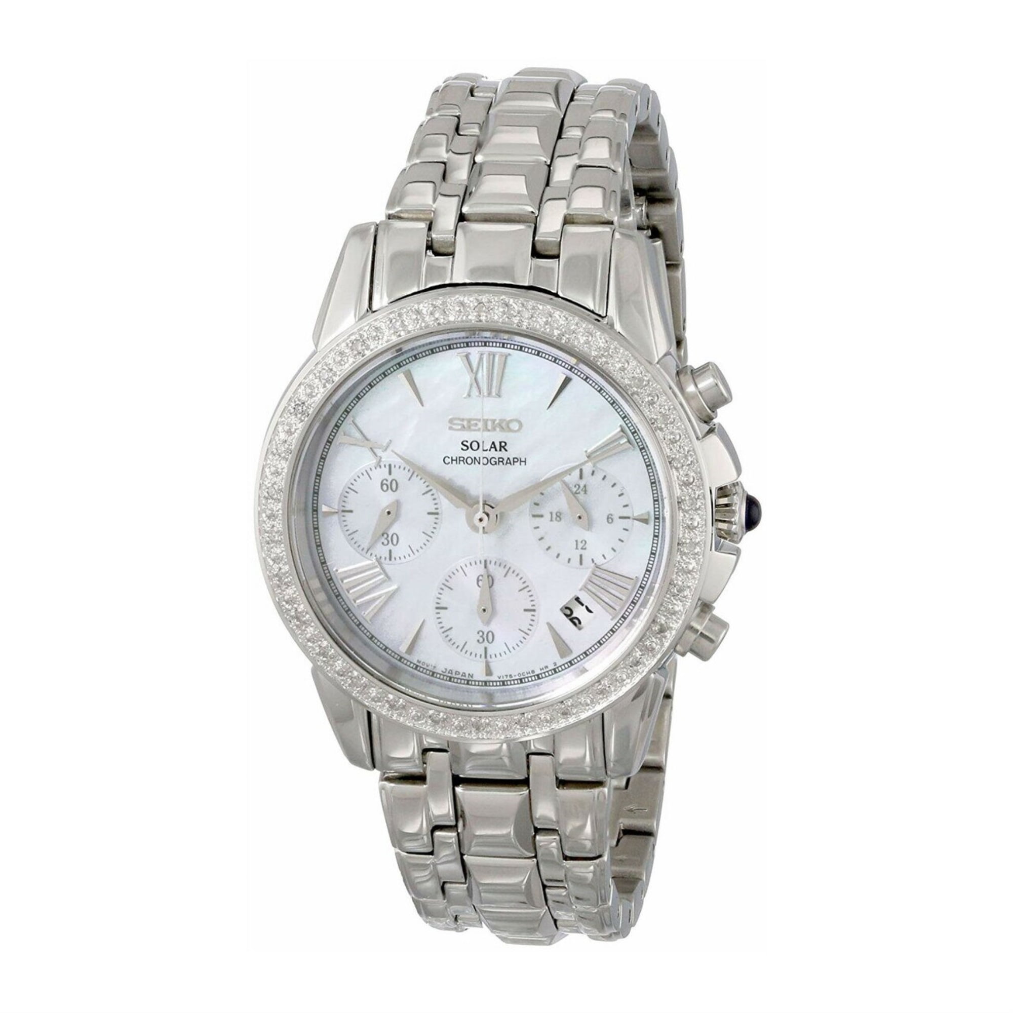 Seiko Women's Le Grand Chronograph Mother of Pearl Dial Stainless Steel  Watch SSC893 