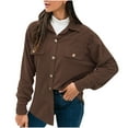 thumbnail image 1 of IROINID Veste en Peluche pour Femmes, Manches Longues, Couleur Unie, Col Rabattu, Cardigan Décontracté, Boutons, Chemise, 1 of 8