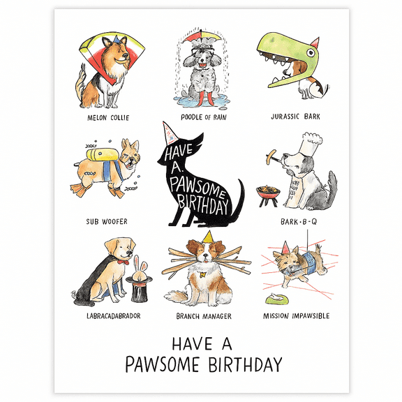 Pawsome Birthday Card – Fun Dog-Themed Designs with Humorous Pet Puns – Blank Inside – Perfect for Pet Lovers' Birthdays