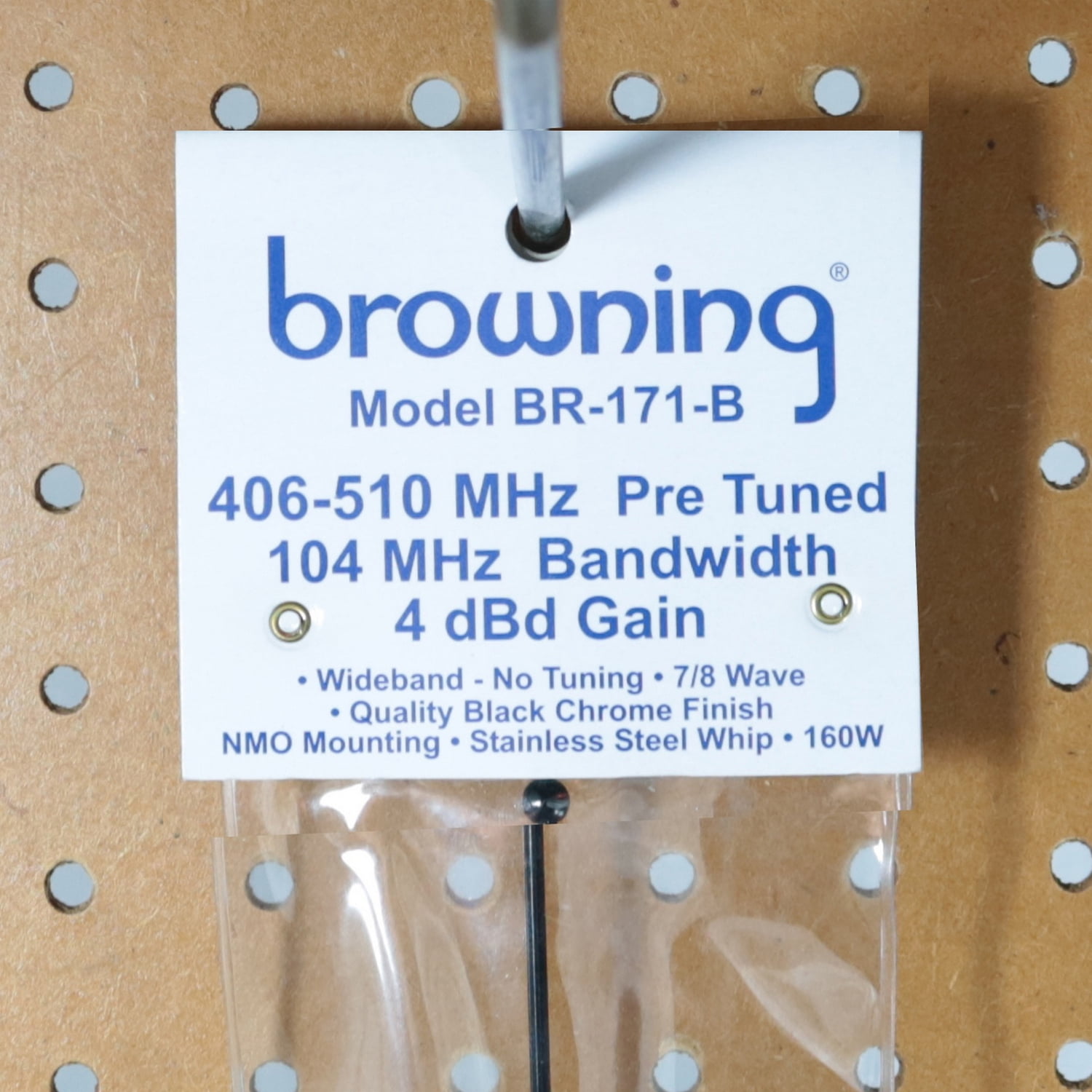 Browning 406 MHz to 510 MHz UHF 4-dBd Gain Pre-Tuned Wideband NMO Antenna, BR-171-B