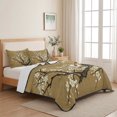 thumbnail image 5 of Quilts Full Size Bedding Set, Plum Blossom Lightweight Quilted Comforter, Vintage Zen Flower Tree Branch Brown Floral Soft Reversible Bedspread Coverlet with Pillow Covers for All Season, 78" x 90", 5 of 9