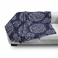 thumbnail image 3 of Navy and White Soft Flannel Fleece Throw Blanket, Scroll Pattern with Little Rural Wildflowers and Buds Feminine Corsage, Cozy Plush for Indoor and Outdoor Use, 50" x 70", Indigo White, by Ambesonne, 3 of 6