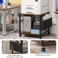 thumbnail image 3 of Leyaoyao Large Printer Stand with Side Storage Shelf, Adult Printer Table for Home Office, Rolling Printer Cart Holder with Lockable Wheels, Brown, 3 of 7