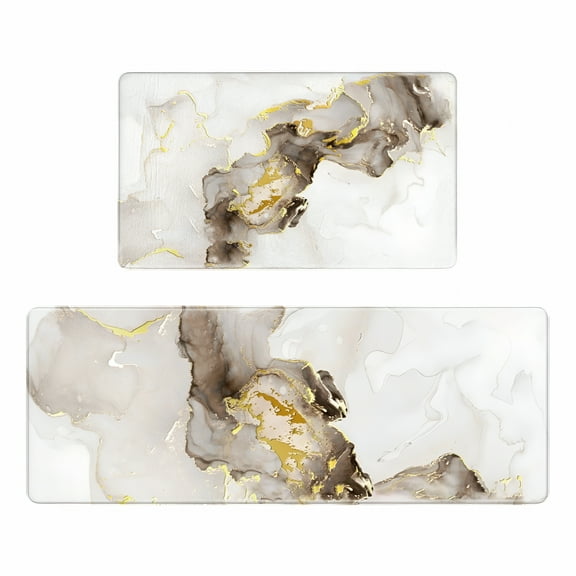 LAMIRO Kitchen Mats 2 Pack,Anti Fatigue Anti Slip Rugs for Kitchen Laundryroom Bathroom Floor,17"x29" and 17"x47"