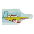 thumbnail image 2 of Vintage Car Cutting Board, Art with Old Vintage Custom Collector's Car Grunge Urban Background, Decorative Tempered Glass Cutting and Serving Board, Wine Bottle Shape, Yellow Turquoise, by Ambesonne, 2 of 5