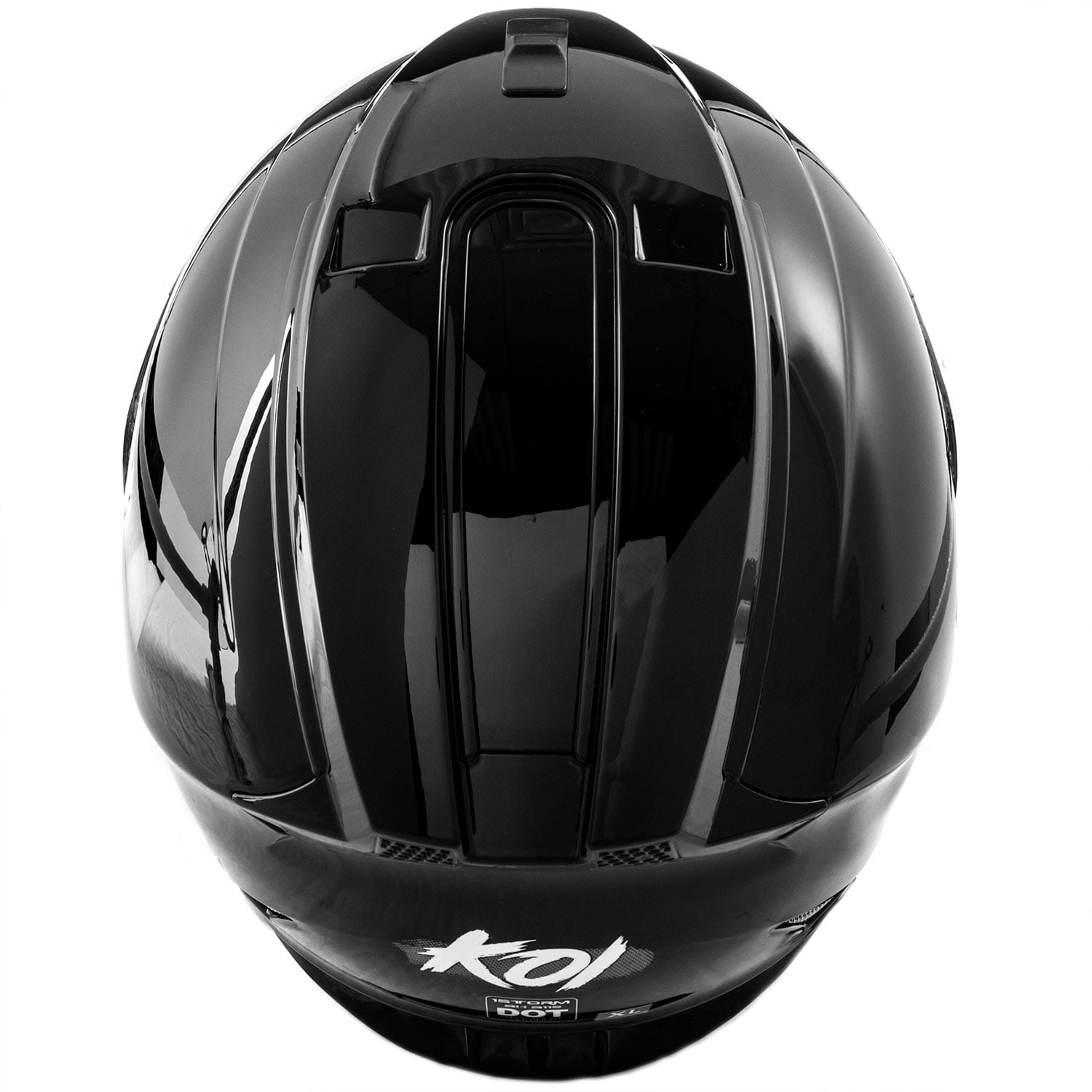 DOT Motorcycle Helmet Full Face KOI Gloss Black w/ Clear Visor - Adult