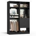 thumbnail image 5 of Homieasy 50" Closet System 2 Sets, Walk-in Closet System with 4 Wooden Drawers & 2 Hanging Rods, Heavy Duty Closet with Mirror, Wardrobe Closet for Bedroom/Closet, 50"L x 15"W x 79.7"H, Black, 5 of 7