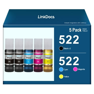 522 High Capacity Ink Bottle Replacement for Epson 522 Ink Bottles used with Epson ET-2803 ET-2800 ET-2720 Printer (5 Bottles, 4 Color)