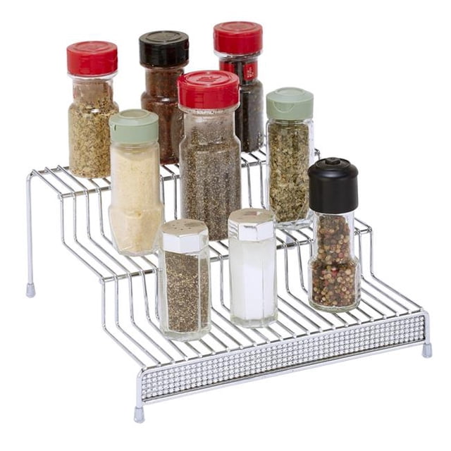 Kitchen Details 22904-CHR 3 Tier Spice Rack Shelf Organizer, Pave Diamond Design