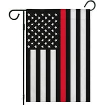 Thin Red Line American Flag Garden Flag, Patriotic USA Honoring Firefighter Flag Yard Farmhouse Outdoor Lawn Decor 12x18 Inch Vertical Double Sided Burlap