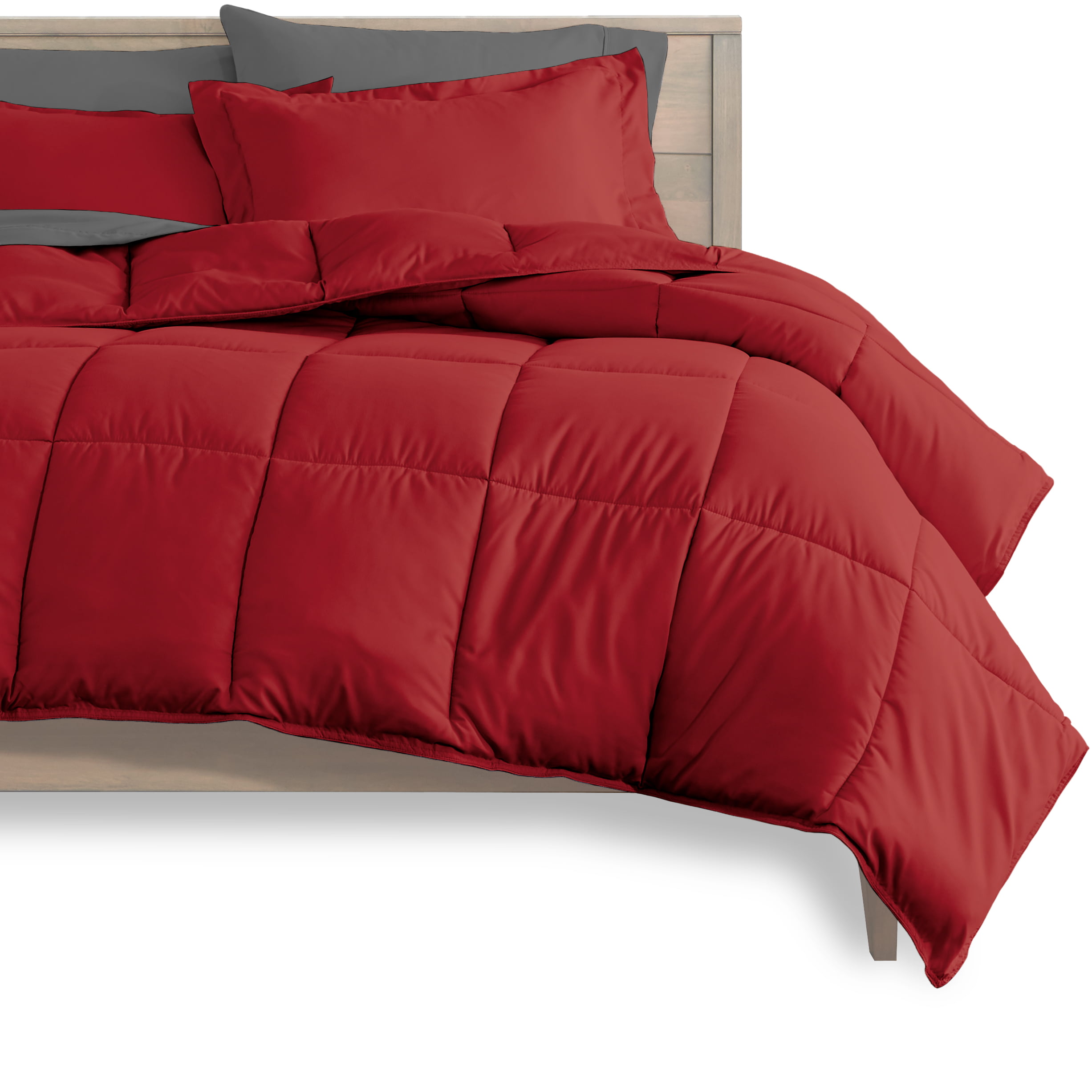 King Comforter Set, Red And Black Bed In A Bag King