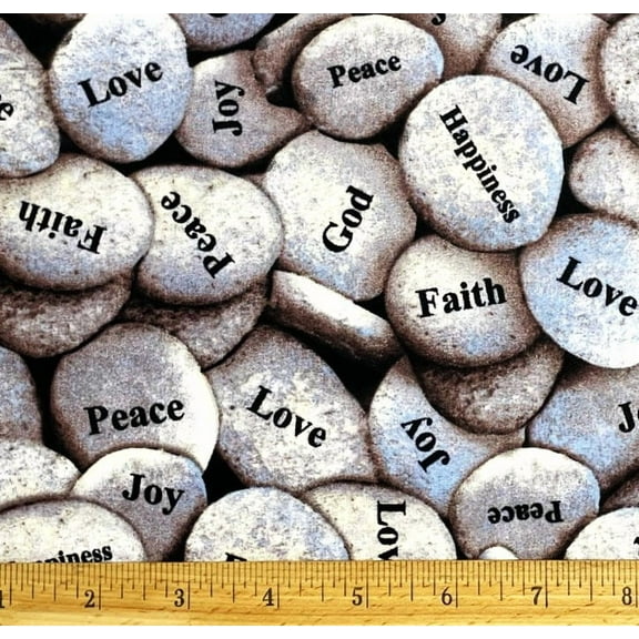 1 Yard - Faith Joy Peace Pebbles Cotton Fabric (Great for Quilting, Sewing, Craft Projects, Throw Pillows & More) 1 Yard X 44" Wide