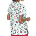 thumbnail image 2 of V-Neck Print Scrub Top Christmas Holiday, Light Blue Holiday Owls, XL, 2 of 3