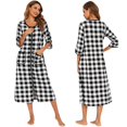 thumbnail image 3 of Robe à Fermeture Éclair pour Femmes, Robe de Maison à Manches 3/4, Longueur Complète, Vêtement de Nuit, Duster, Robe de Chambre avec Poches, P-2TG, 3 of 6