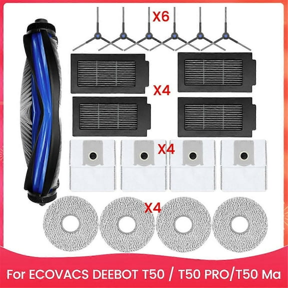 T50 Replacement Parts for ECOVACS DEEBOT T50 Series T50 PRO/T50 Max Vacuum and Mop Accessories Kit